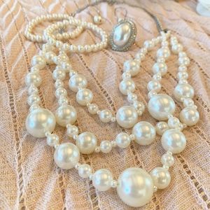 Set Of Costume Pearl Jewelry